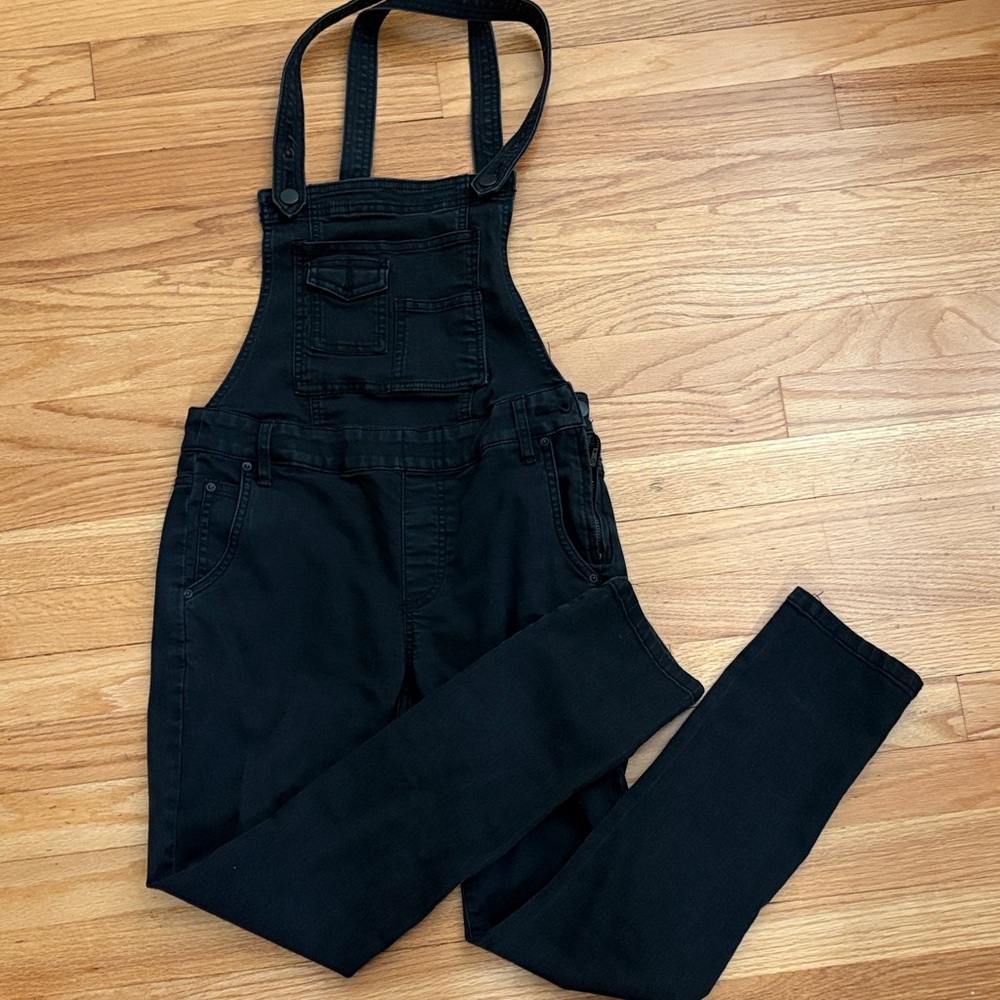 Free People Black Denim Overalls